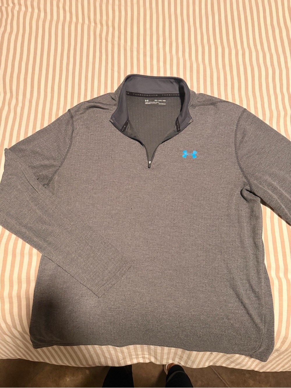 Under Armour Men's Heather Gray Quarter-Zip with Blue Logo